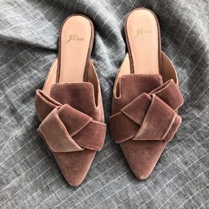 J Crew Velvet Pointed Toe Slides